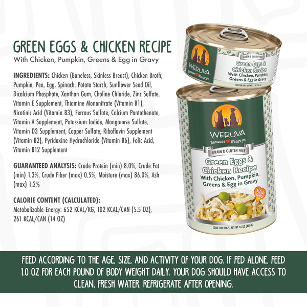 Weruva Green Eggs & Chicken Recipe with Chicken, Pumpkin, Greens & Egg in Gravy