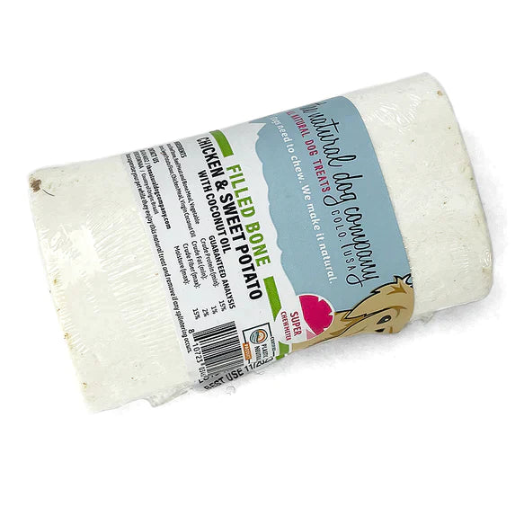 Tuesday's Natural Dog Company 3" Filled Bone - Chicken and Sweet Potato Flavor (Bulk - Shrinkwrapped)