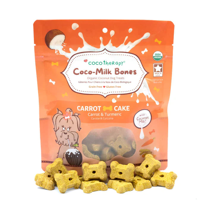 CocoTherapy Coco-Milk Bones Carrot Cake Biscuit - Organic Coconut Treat for dogs