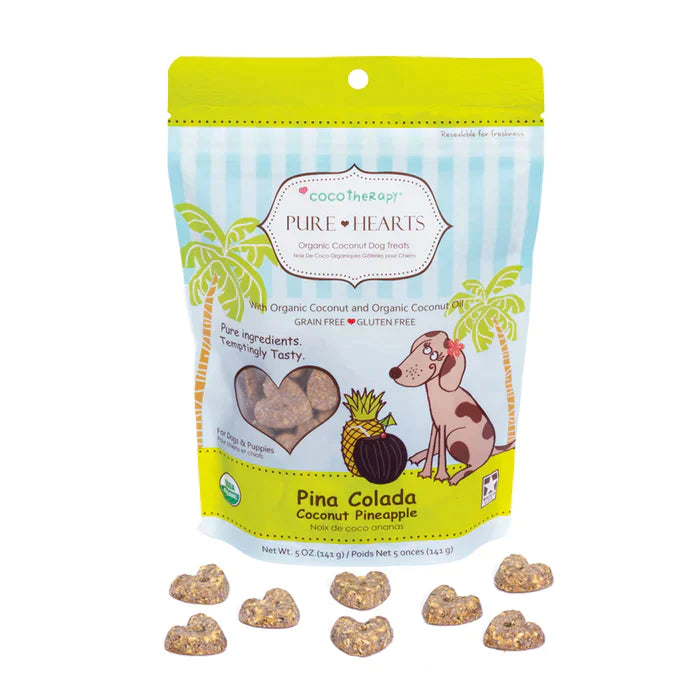 CocoTherapy Pure Hearts Coconut Cookies Pina Colada - Organic Treat for dogs