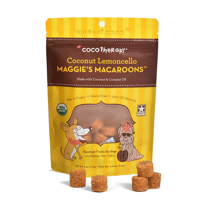 CocoTherapy Maggie's Macaroons Coconut Lemoncello - Organic Coconut Treat for dogs