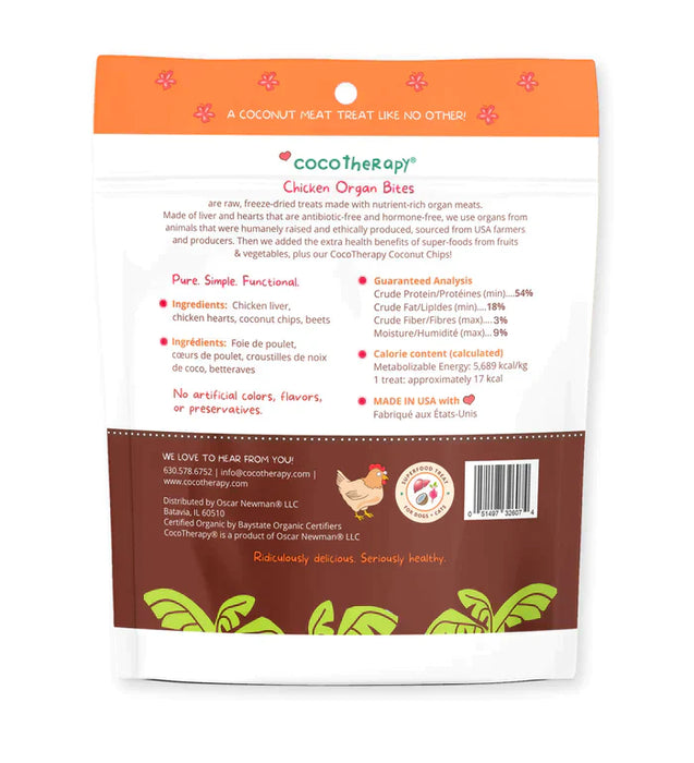 CocoTherapy Organ Bites! Chicken Organs + Beets + Coconut - Raw Organ Meat Treat for dogs and cats