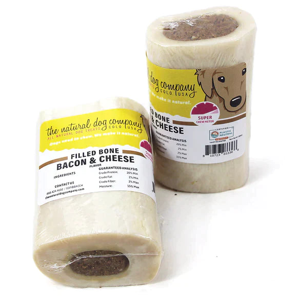 Tuesday's Natural Dog Company 3" Filled Bone - Bacon and Cheese Flavor (Bulk - Shrinkwrapped)