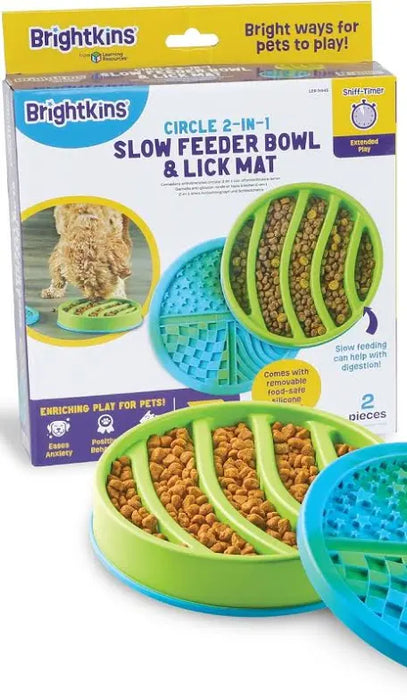 BRIGHTKINS DOG CIRCLE SLOW FEEDER WITH LICK MAT