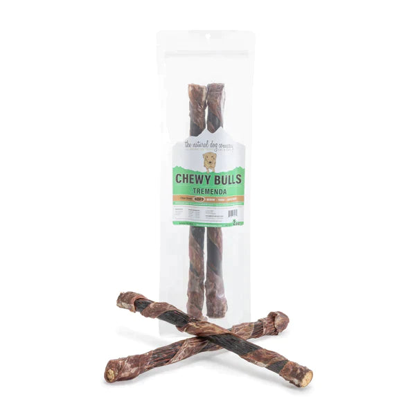Tuesday's Natural Dog Company 12" Tremenda Chewy Bull - 2 Pack