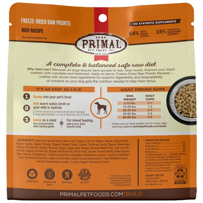 Primal Pet Foods Freeze-dried Raw Pronto Beef Recipe