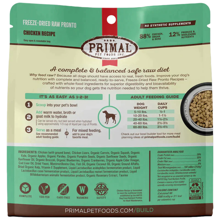 Primal Pet Foods Freeze-dried Raw Pronto Chicken Recipe