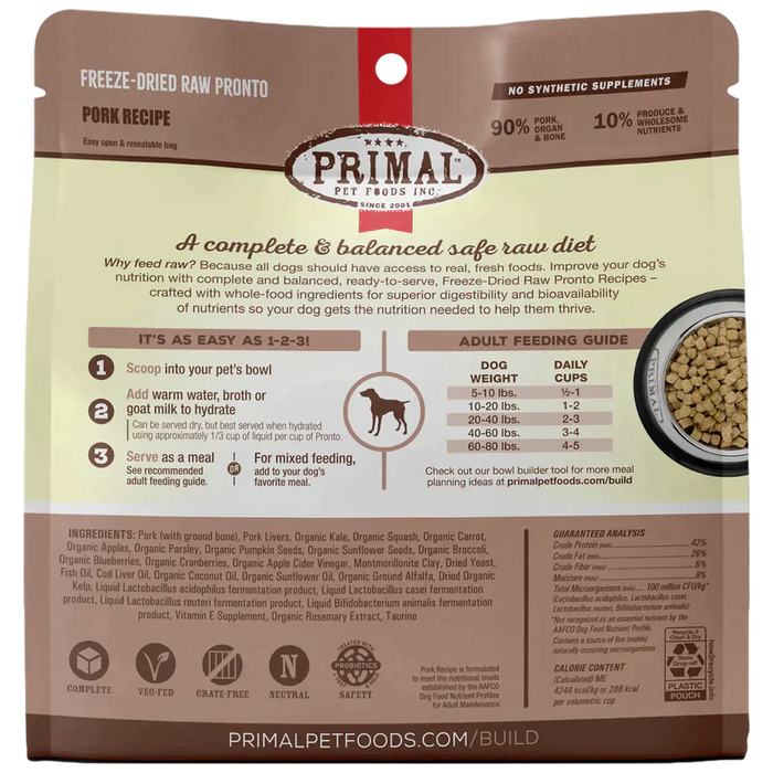 Primal Pet Foods Freeze-dried Raw Pronto Pork Recipe