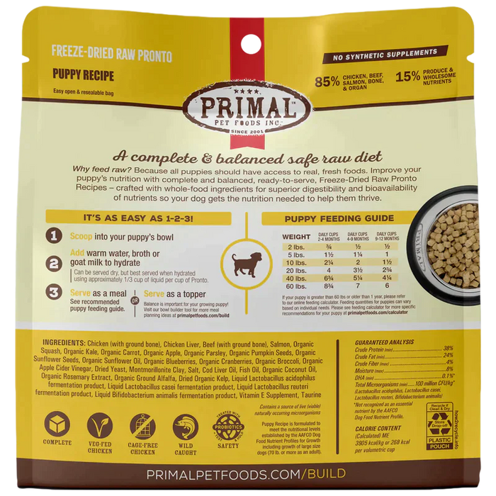 Primal Pet Foods Freeze-dried Raw Pronto Puppy Recipe