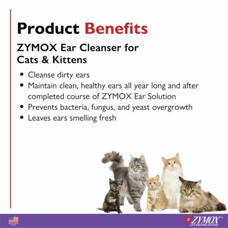 ZYMOX Enzymatic Ear Cleanser for Cats & Kittens, Authentic Product Made in the USA