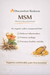 Advertisement for MSM (Methylsulfonylmethane) as a discomfort reducer with text and images of flowers and sulfur.