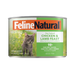 Feline Natural cat food can with chicken and lamb flavor on a white background