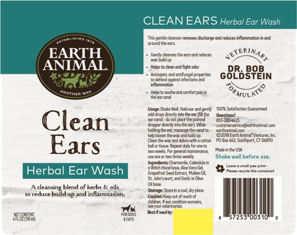 Earth Animal Clean Ears Herbal Ear Wash