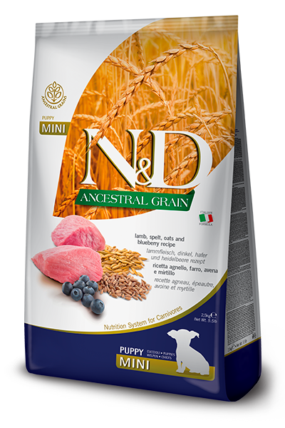 FARMINA N&D ANCESTRAL GRAIN  LAMB & BLUEBERRY PUPPY MINI 5.5 LB