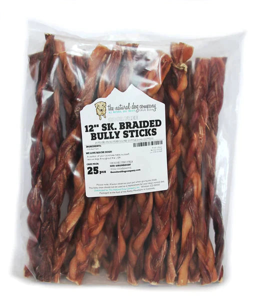 Tuesday's Natural Dog Company 12" Standard Braided Bully Sticks - Odor Free (Bulk)