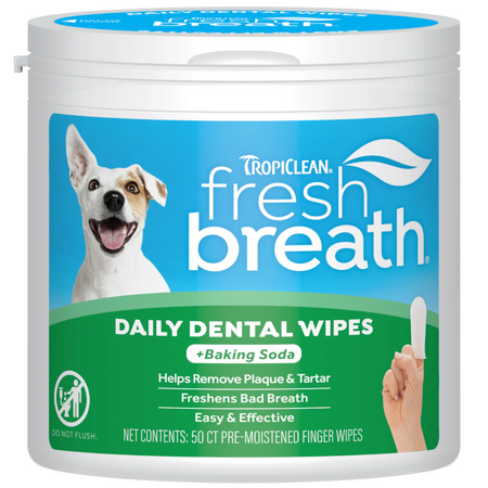TROPICLEAN FRESH BREATH FINGER DENTAL WIPES 50CT