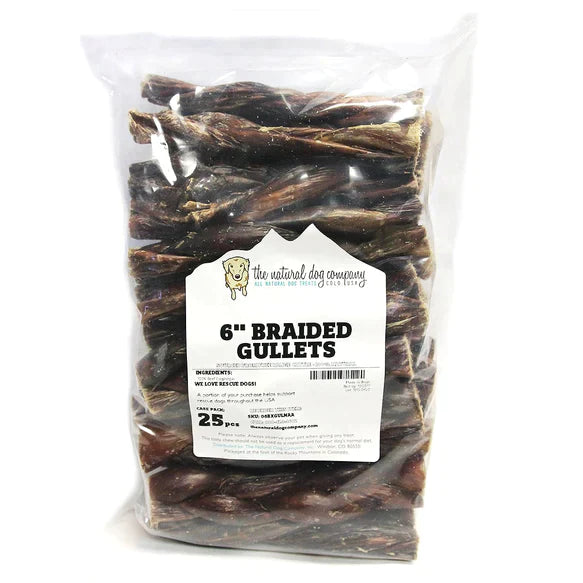 Tuesday's Natural Dog Company 6" Braided Beef Gullets (Bulk)