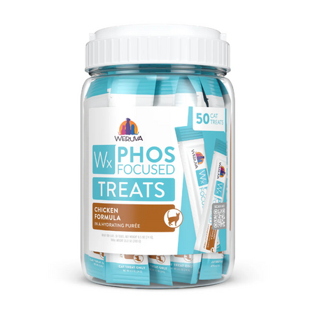 Weruva Wx Phos Focused chicken formula lickable cat treats, 50-count jar