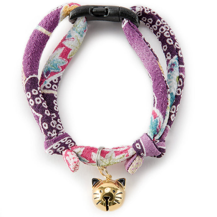 NECOICHI CAT COLLAR CHIRIMEN HANABI W/ CAT BELL