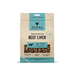 Vital Essentials freeze-dried raw Beef Liver dog treat pouch with liver pieces visible through the window.
