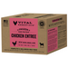 Vital Essentials frozen raw Chicken Entrée patties for dogs in a brown box with a pink label.