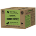 Vital Essentials frozen raw Rabbit Entrée patties for dogs in a brown box with a green label.