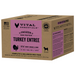 Vital Essentials frozen raw Turkey Entrée patties for dogs in a brown box with a purple label.