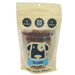 A 6 oz bag of Saint Rocco's Dog Treats Salmon, in a beige resealable stand-up pouch with a cartoon dog logo and black text, shown against a plain white background.