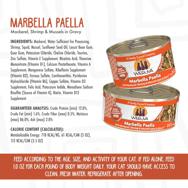 Weruva Marbella Paella with Mackerel, Shrimp & Mussels in Gravy