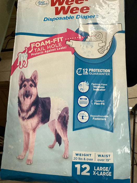 OUR PAWS  WEE WEE DISPOSABLE DIAPERS SMALL 12 COUNT