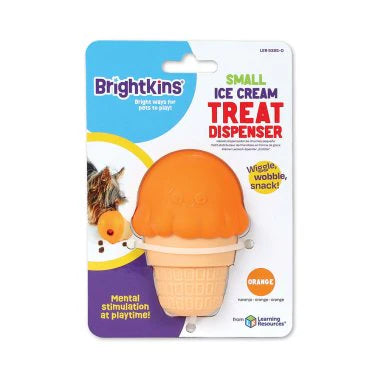 BRIGHTKINS DOG TOY ICE CREAM CONE TREAT DISPENSER ORANGE