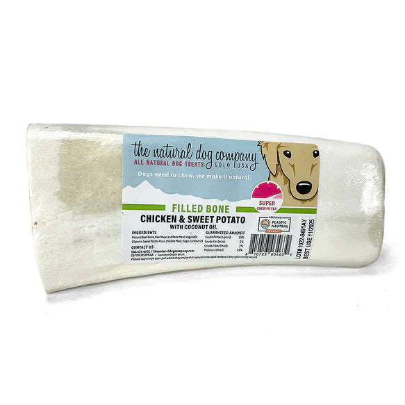 Tuesday's Natural Dog Company 5" Filled Bone - Chicken and Sweet Potato Flavor (Bulk - Shrinkwrapped)