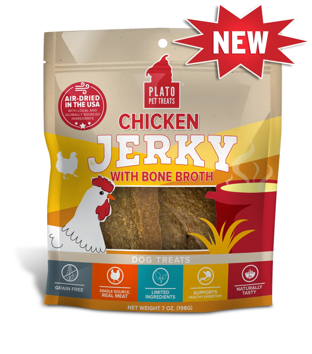 Plato Pet Treats Chicken Jerky with Bone Broth