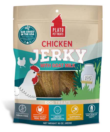 Plato Pet Treats Chicken Jerky with Goats Milk
