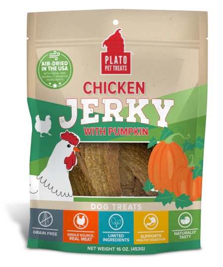 Plato Pet Treats Chicken Jerky with Pumpkin