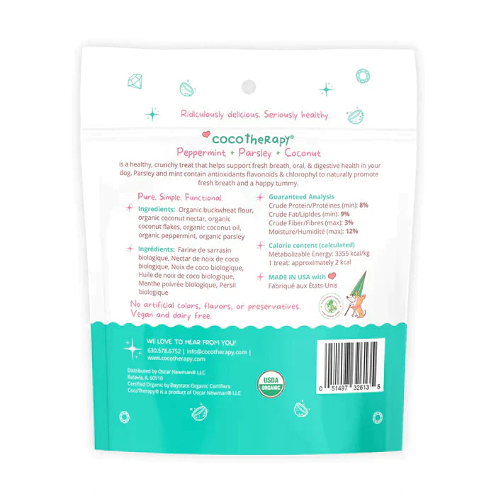 CocoTherapy Coco-Gems Training Treats Peppermint + Parsley - Organic Training Treat for dogs