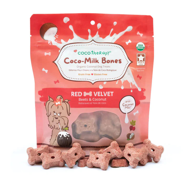 CocoTherapy Coco-Milk Bones Red Velvet Biscuit - Organic Coconut Treat for dogs