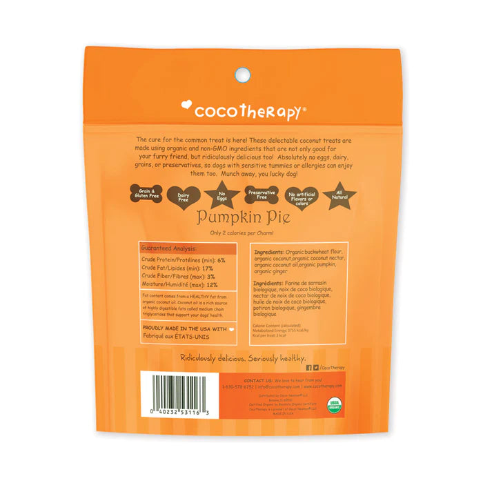 CocoTherapy Coco-Charms Training Treats Pumpkin Pie - Organic Training Treat for dogs
