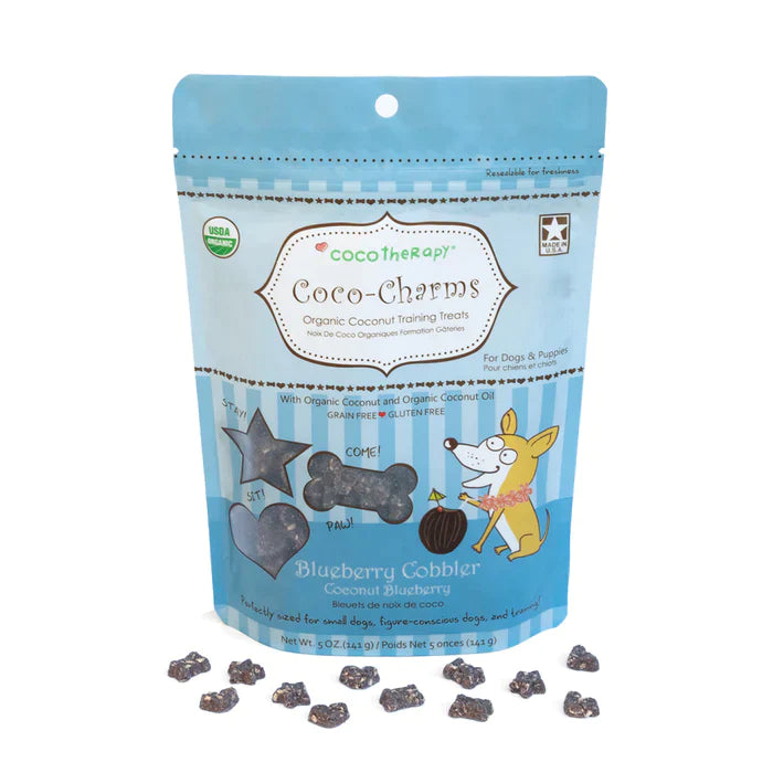 CocoTherapy Coco-Charms Training Treats Blueberry Cobbler - Organic Training Treat for dogs