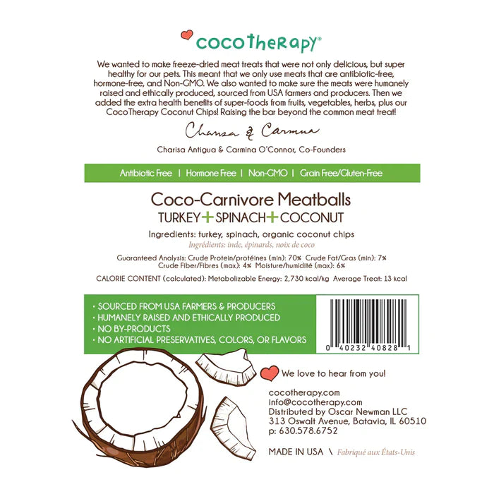 CocoTherapy Coco-Carnivore Meatballs Turkey + Spinach + Coconut