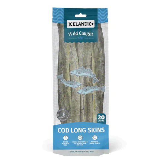 Icelandic+ Cod Long Skins Dog Chews (20 Skin Count)