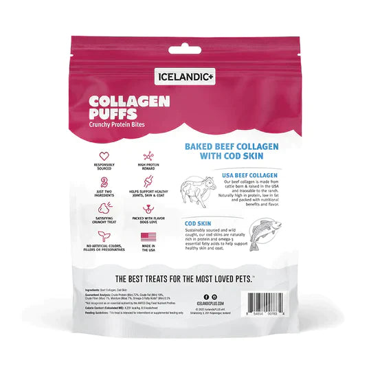 Icelandic+ Beef Collagen Puffs with Cod Skin Treats for Dogs - 2.5oz