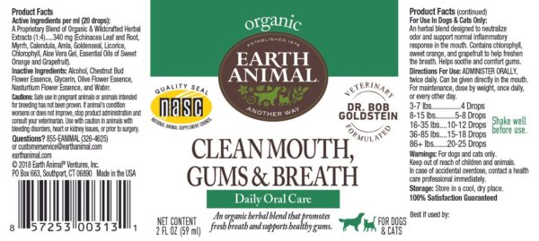 Earth Animal Clean Mouth, Gums & Breath Organic Herbal Remedy