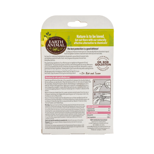 Earth Animal Nature's Protection Flea & Tick Herbal Spot-On For Cats