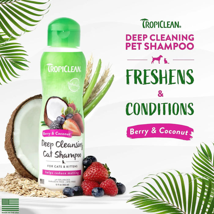 TROPICLEAN BERRY & COCONUT CAT SHAMPOO 12 OZ