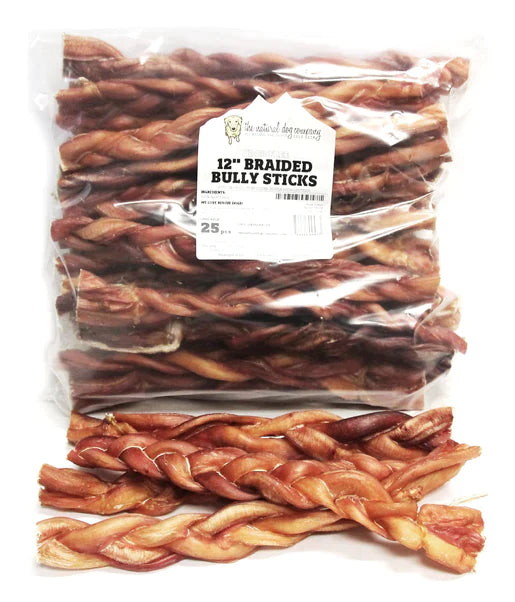 Tuesday's Natural Dog Company 12" Thick Braided Bully Sticks - Odor Free