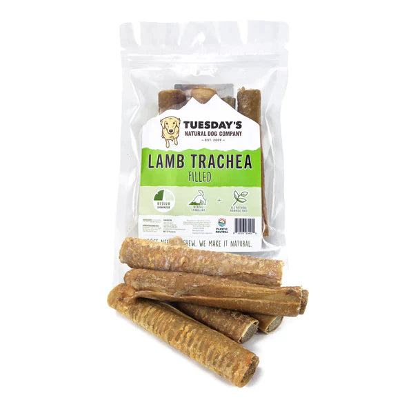 Tuesday's Natural Dog Company Filled Lamb Trachea (4 Pack)