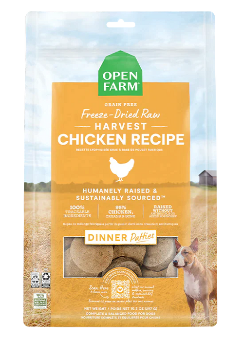 Open Farm Harvest Chicken Freeze Dried Raw Patties for Dogs