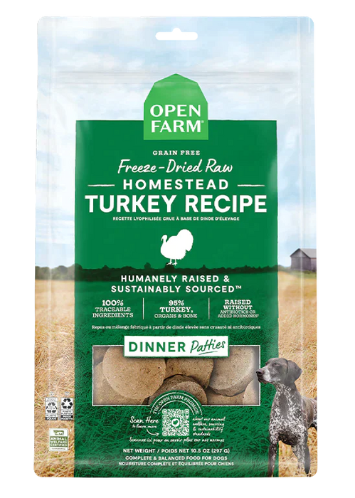 Open Farm Homestead Turkey Freeze Dried Raw Patties for Dogs