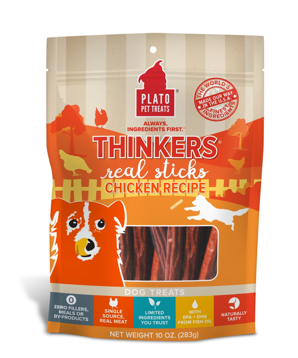 Plato Pet Treats Thinkers Chicken Meat Stick Dog Treats